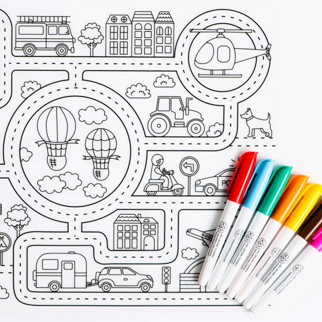 Instead Of Giving A Phone At Dinner For The Kids, Try This Reusable Kid Safe Coloring Placemat