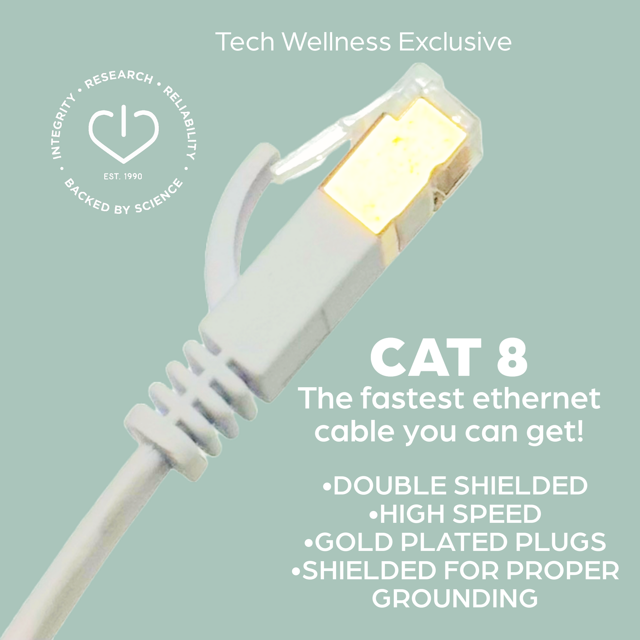 Best EMF-Free CAT 8 Fast Shielded Ethernet Cable Hard wire Internet. 10'  25 50' 75' – Tech Wellness