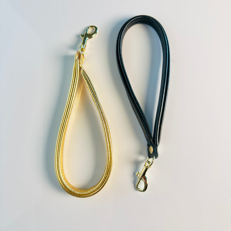 leather faraday bag straps black and gold