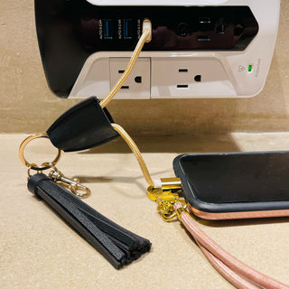 Usb to lightning charger leather key chain