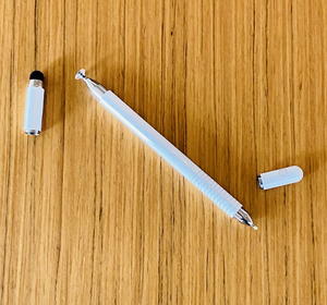 white stylus that has a pen in it