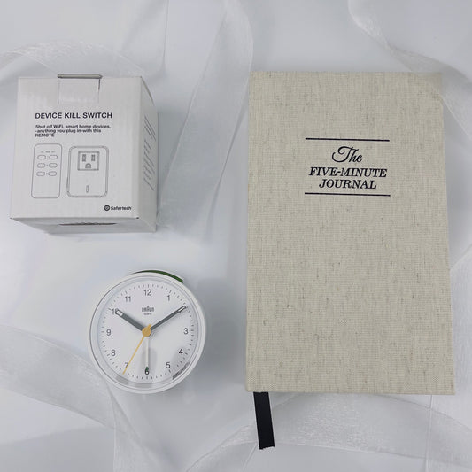 The Balanced Bedroom Gift Set •EMF-Free Alarm Clock•Gratitude Journal• WiFi Switch