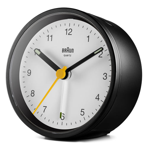 Keep The Bedroom EMF Radiation Free! Beautiful Modern Alarm Clock Body Tech Wellness Black Clock with White Dial 