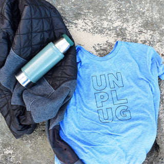 Men's Unplug Graphic Blue Tee Wellness Wear Tech Wellness 