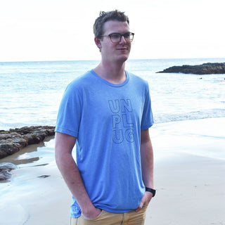 Men's Unplug Graphic Blue Tee Wellness Wear Tech Wellness Large 