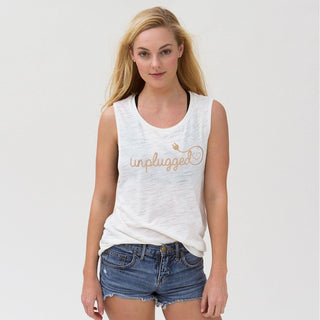 Unplugged Muscle Tank Shirt in Black. Rose. Stone. Wellness Wear Tech Wellness 