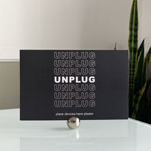 Unplug•Intention Cards • Gentle Reminders To Live In Balance With Technology Tech Wellness Modern Mindfulness Black & White Set with Silver Stand 